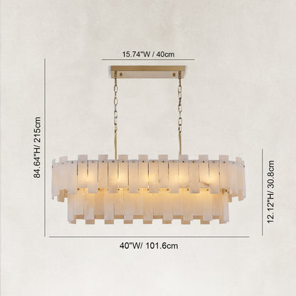 Solara Alabaster 2-Tier Rectangular Chandelier 40"W