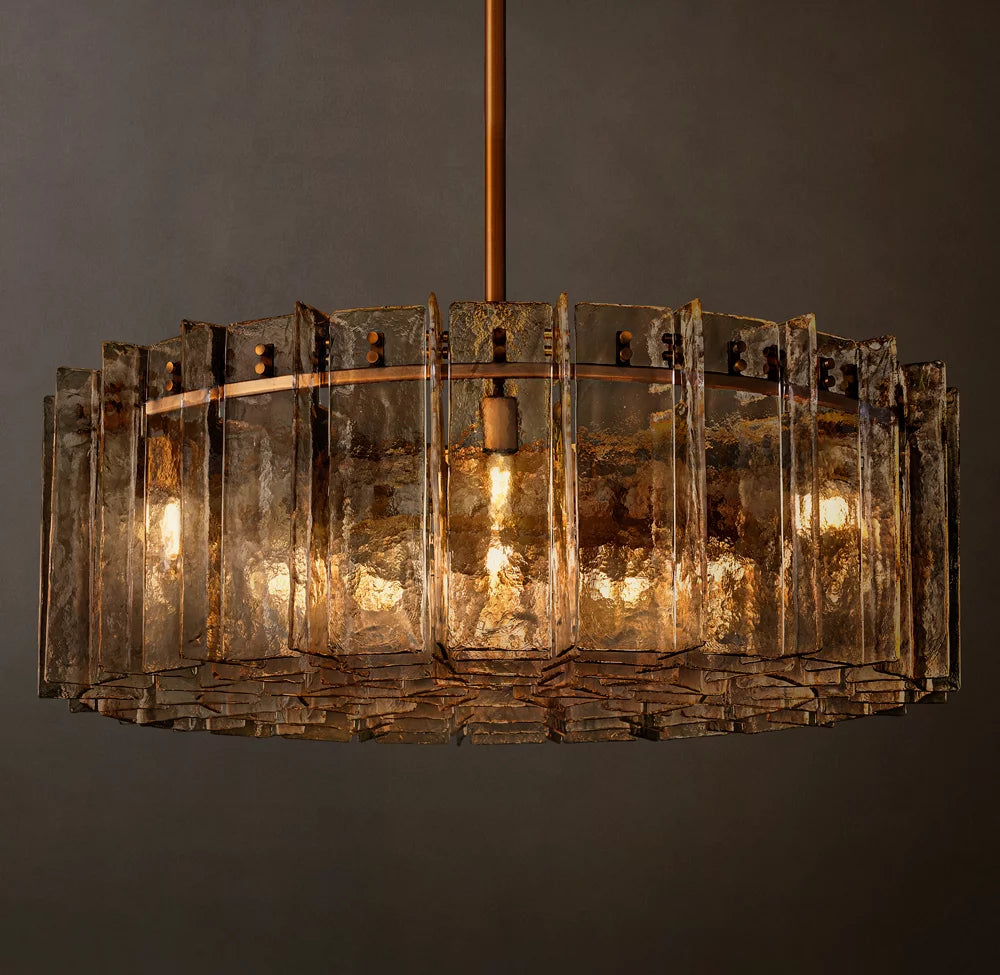 Sharon Smoke Glass Round Chandelier 37"