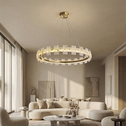 Aurelion Halo Alabaster Chandelier 24"D