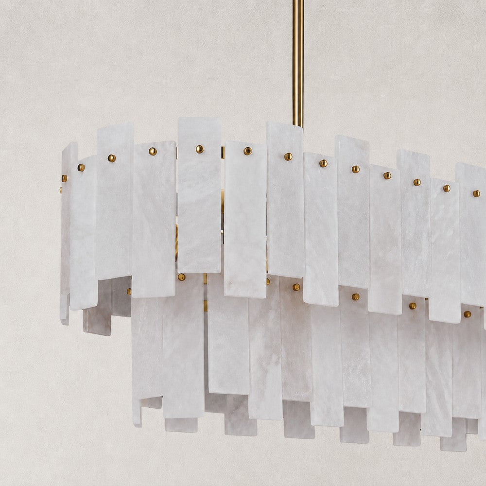 Solara Alabaster 2-Tier Rectangular Chandelier 40"W
