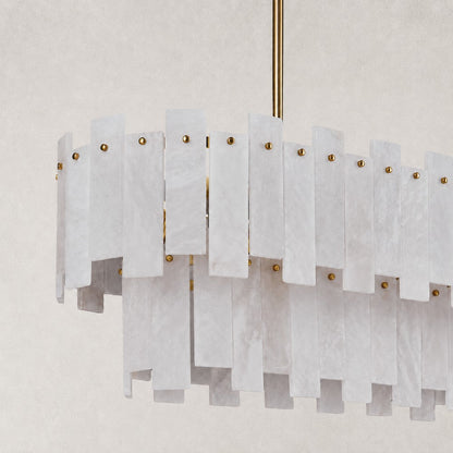 Solara Alabaster 2-Tier Rectangular Chandelier 40"W