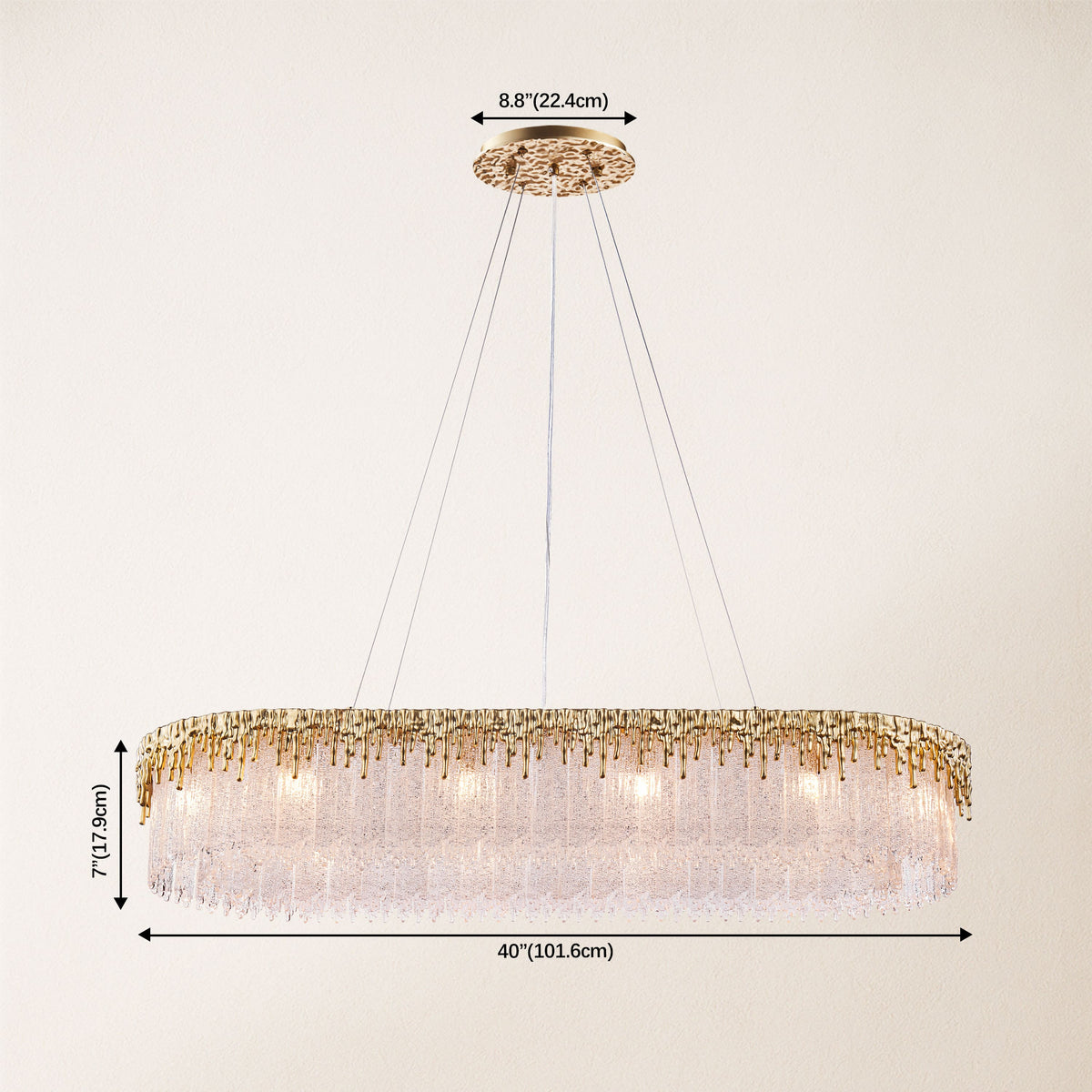 Ethereal Flow Crystal Glass Rectangular Chandelier 40"W