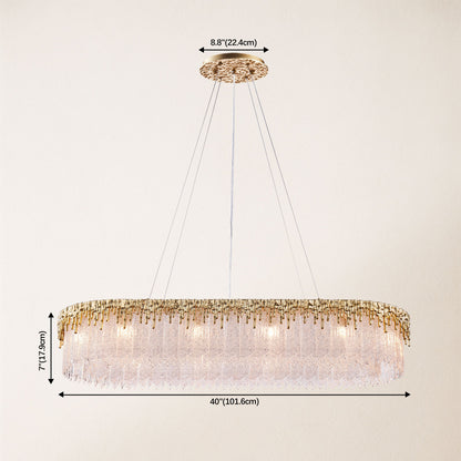 Ethereal Flow Crystal Glass Rectangular Chandelier 40"W