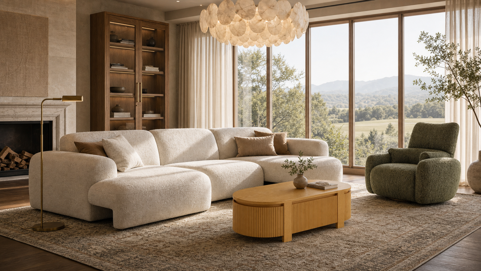 Modern furniture and lighting interior