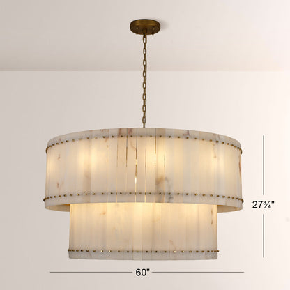 Mervin Alabaster Round 2-Tiered Chandelier 60"