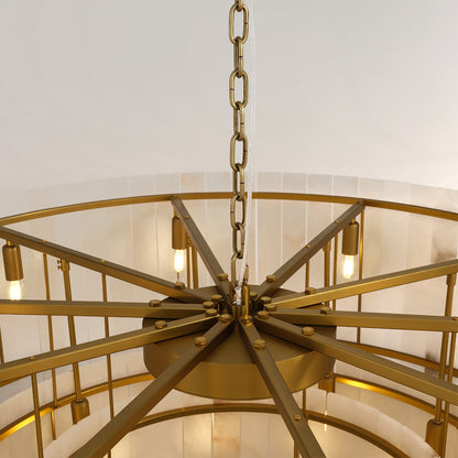 Mervin Alabaster Round 2-Tiered Chandelier 60"